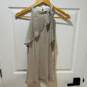 White House Black Market - Sleeveless Top, Ribbed, Silvery, Flowy Material